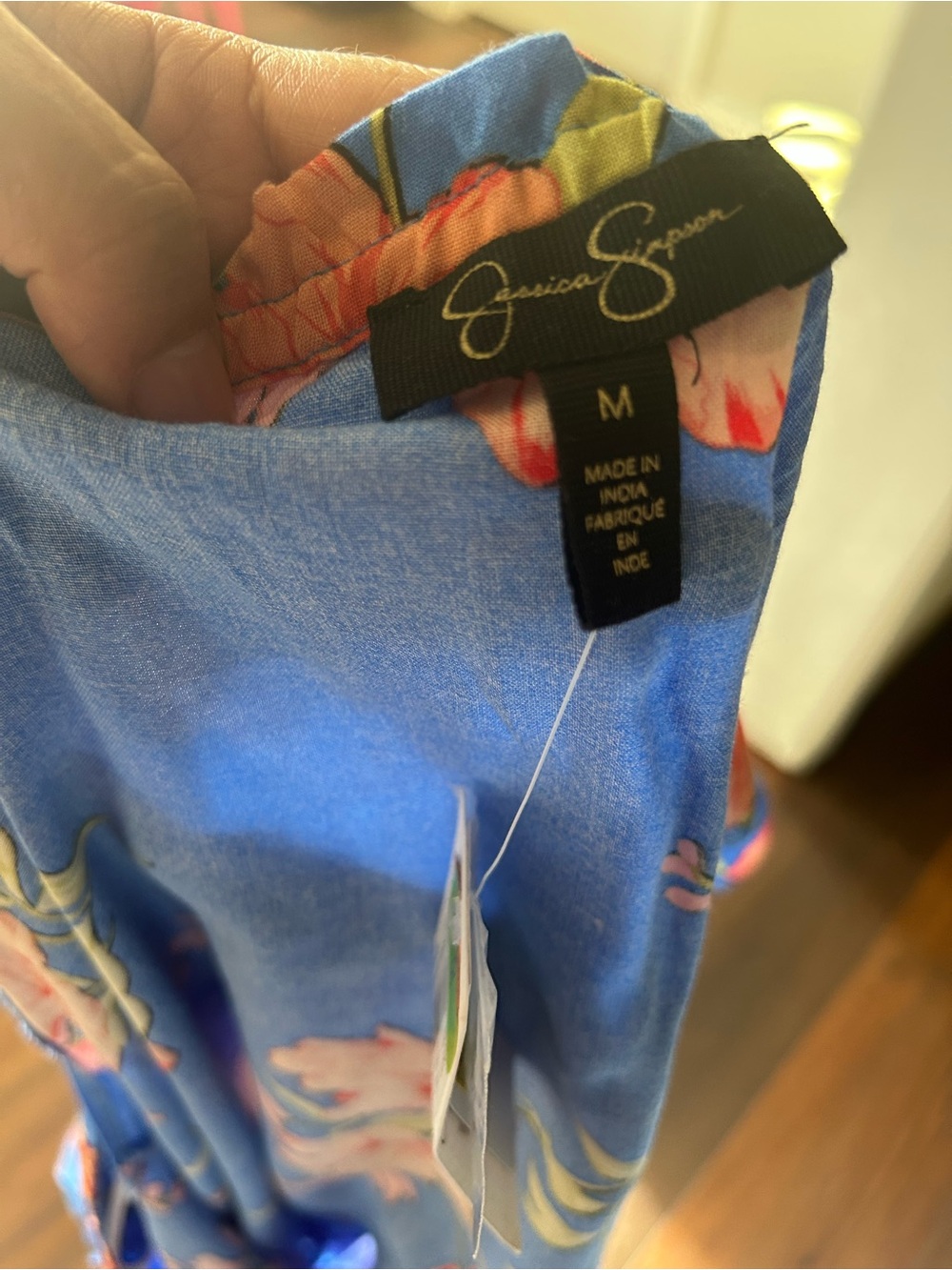 Vibrant Boho Jessica Simpson Floral Ruffle Sleeve Top in Blue Size M - Picture 6 of 7
